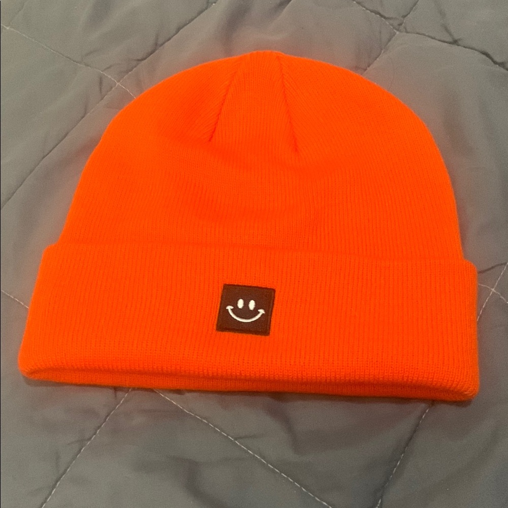 Orange Smiley Kids Beanie